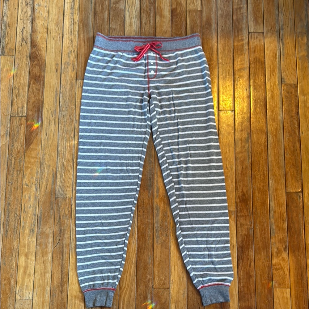 PJ Salvage Cozy Striped Lounge Pants - Gray and White